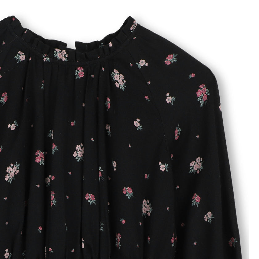 Black Floral Crepe Dress