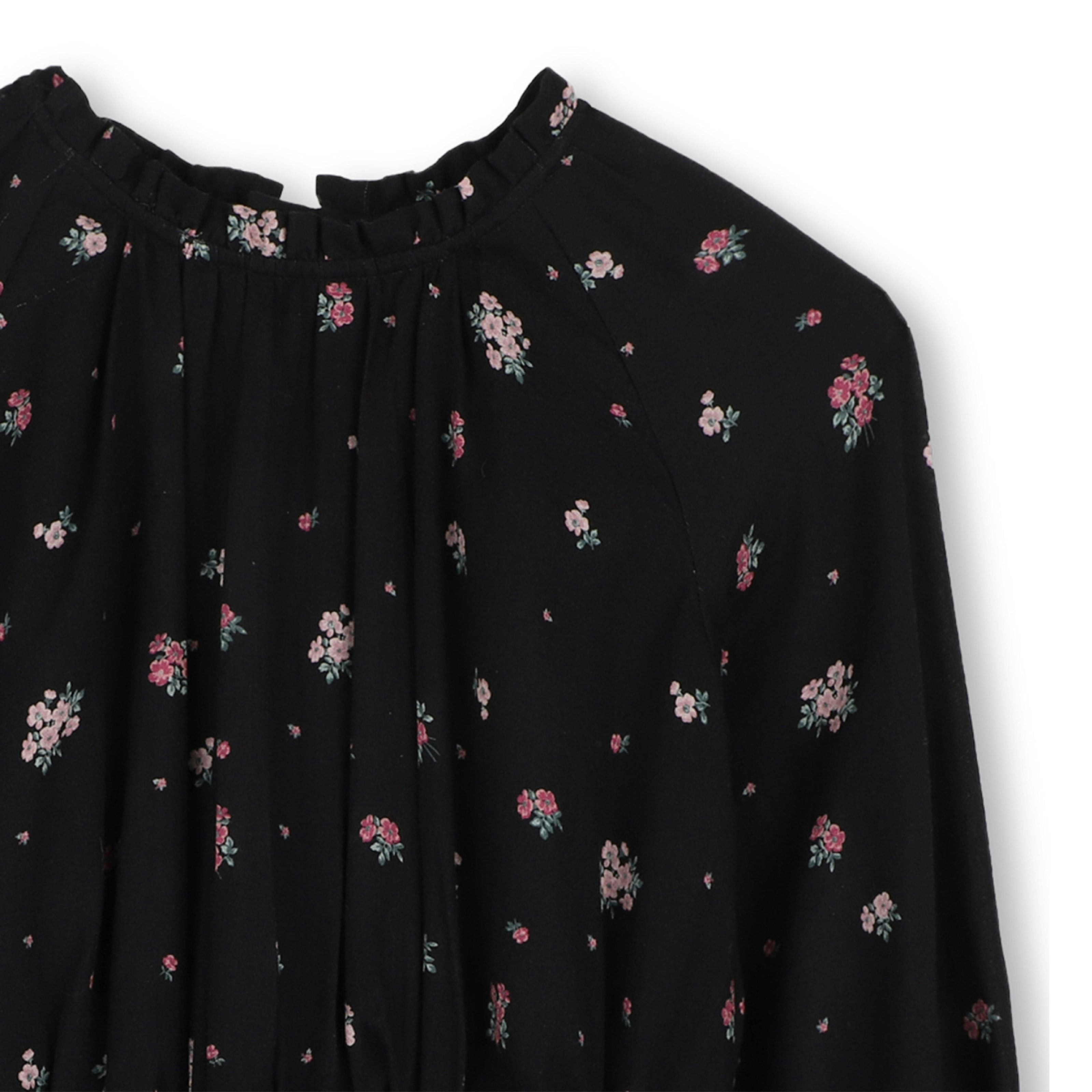Black Floral Crepe Dress
