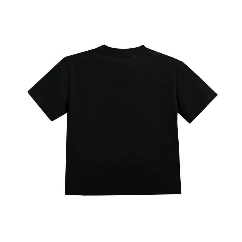 Black T-Shirt with Mustache Detail