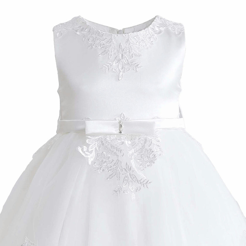 White Azalina Satin Tulle Dress