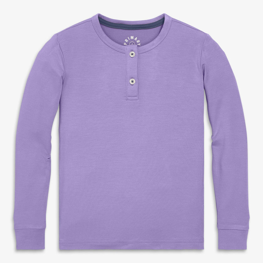 Kids stretch modal long sleeve henley PJ top