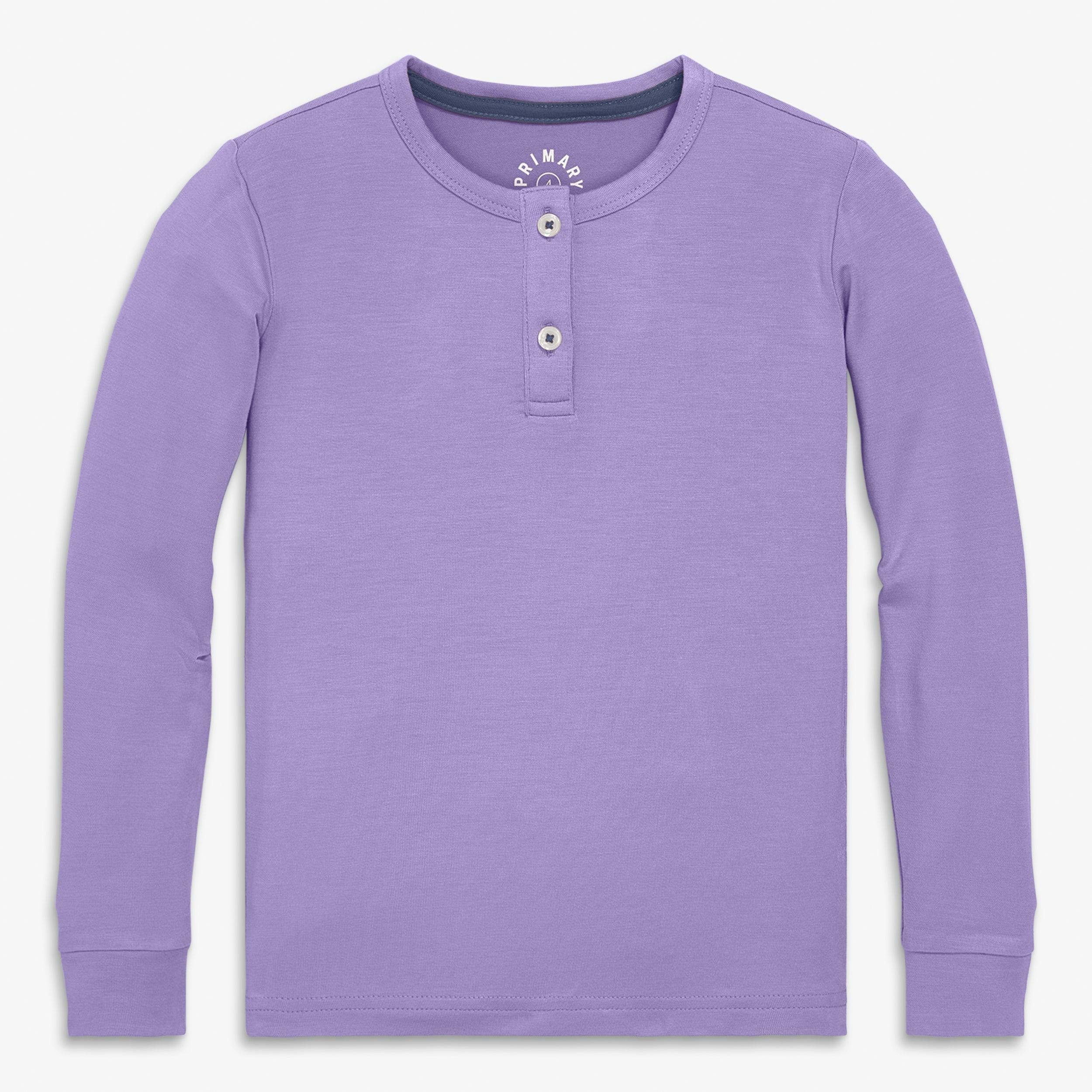 Kids stretch modal long sleeve henley PJ top
