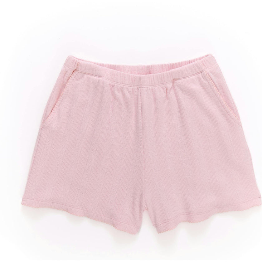 Girls Pointelle Short in Peony Pink