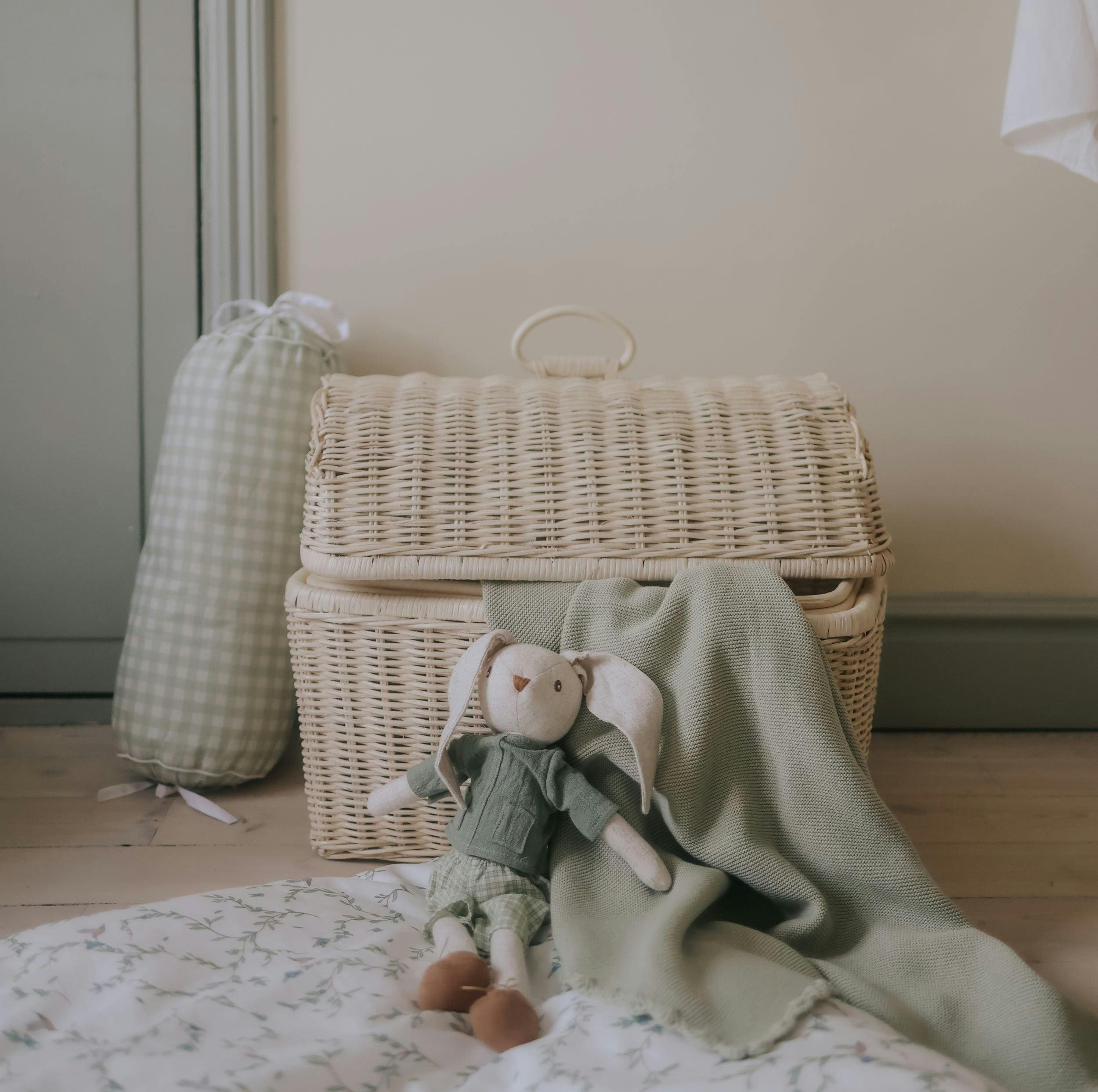 Cotton Knit Blanket, Green