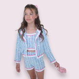3-In-1 Plaid 3-Piece Contrast Trim Coco Suit