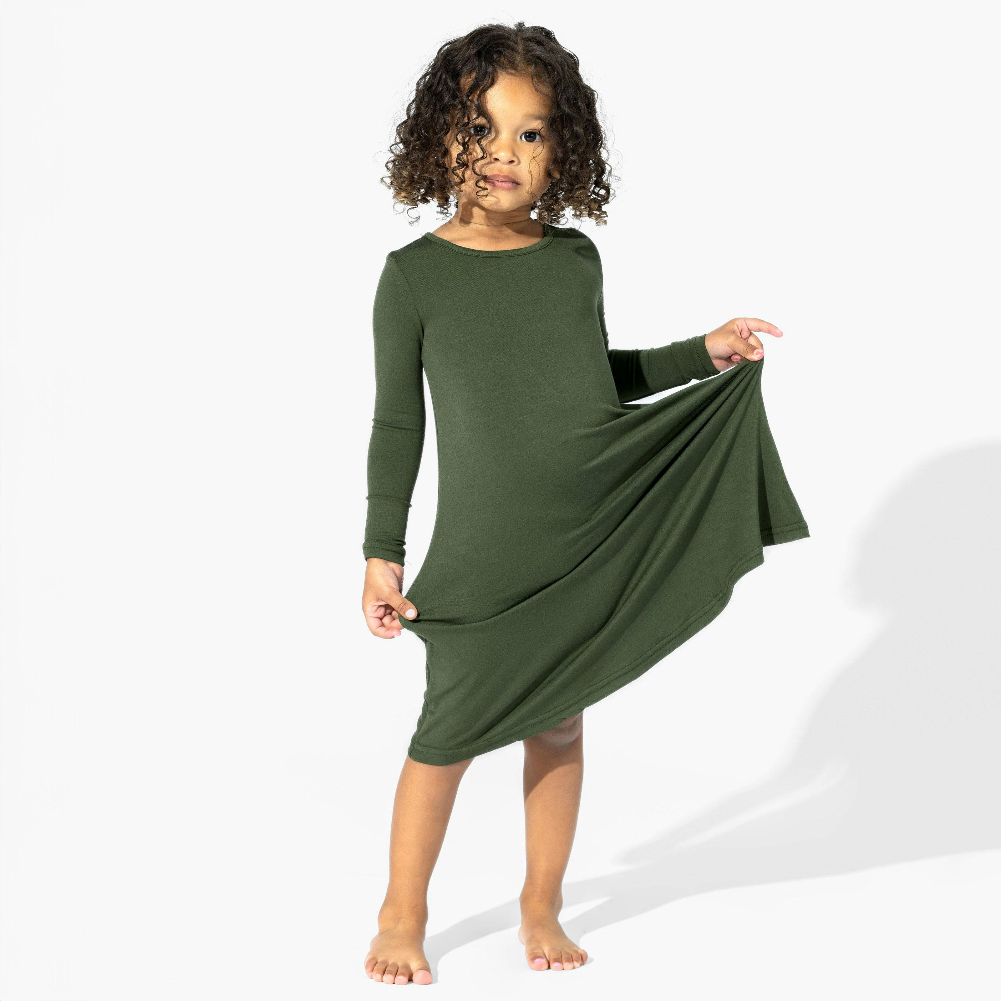 Evergreen Bamboo Girls' Long Sleeve Dress