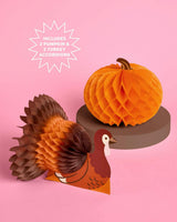Turkey + Pumpkin Accordions - 4pc fall decor set
