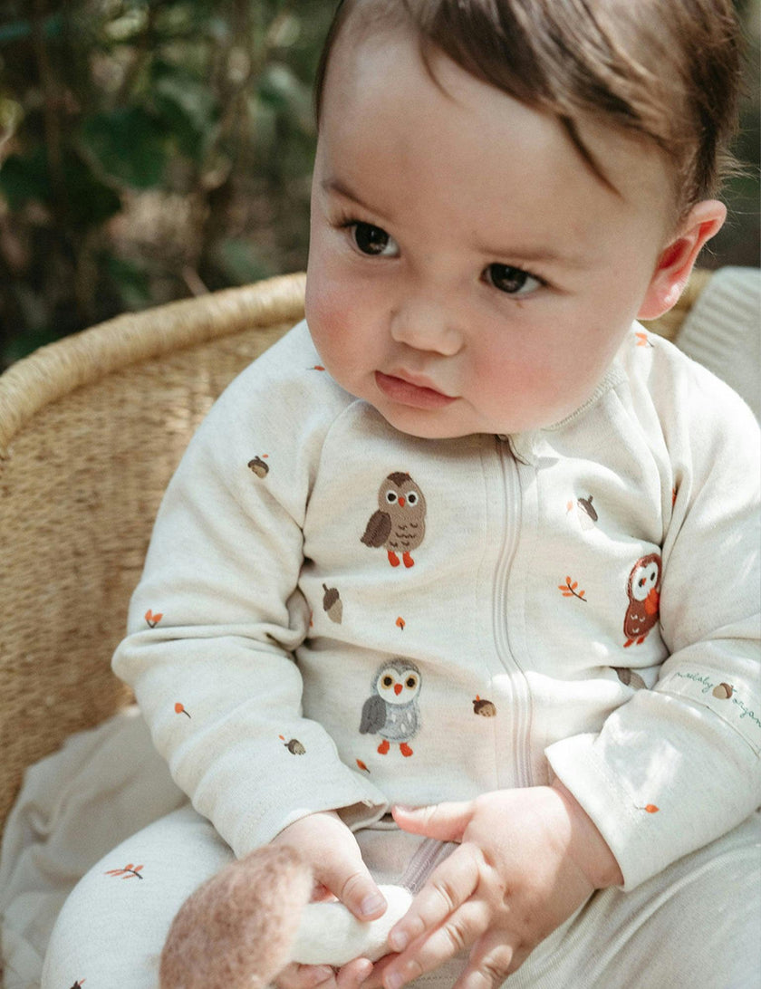 Thick Zip Growsuit Set Oak Leaf Print