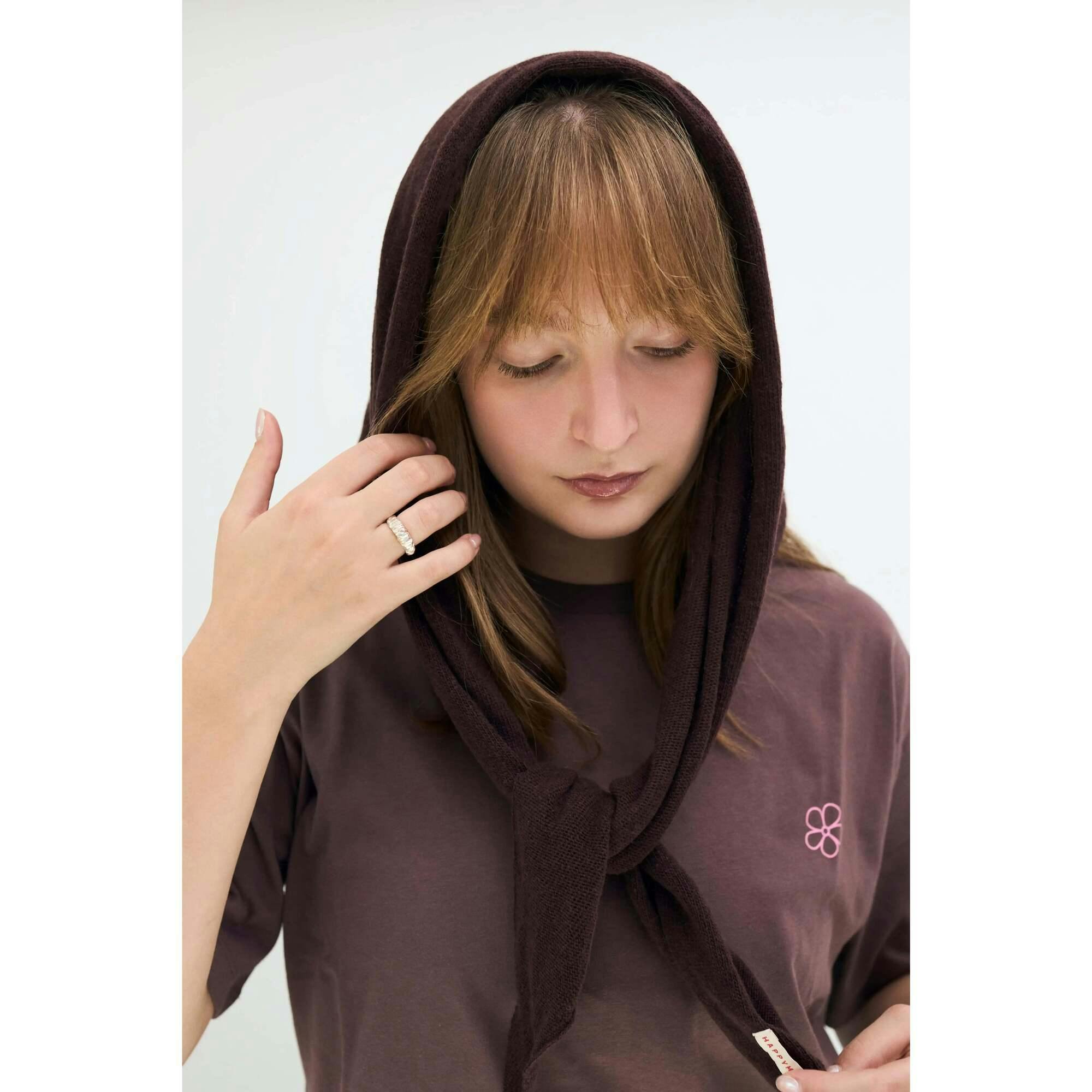 adult wool blend scarf - chocolate brown