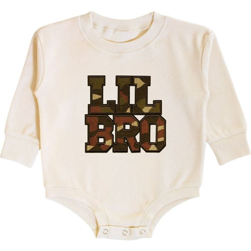 Lil Bro Camo Patch Long Sleeve Romper
