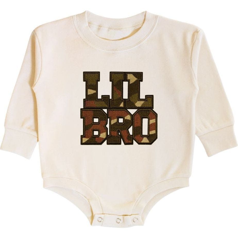 Lil Bro Camo Patch Long Sleeve Romper