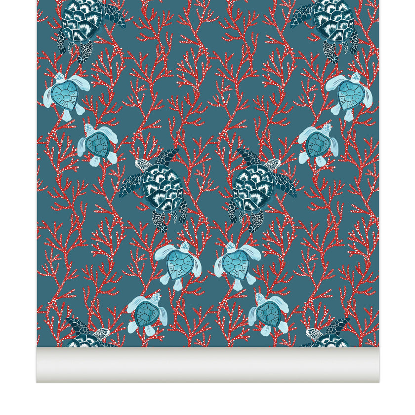 Papier peint KÛRMA coloris Bleu de Prusse