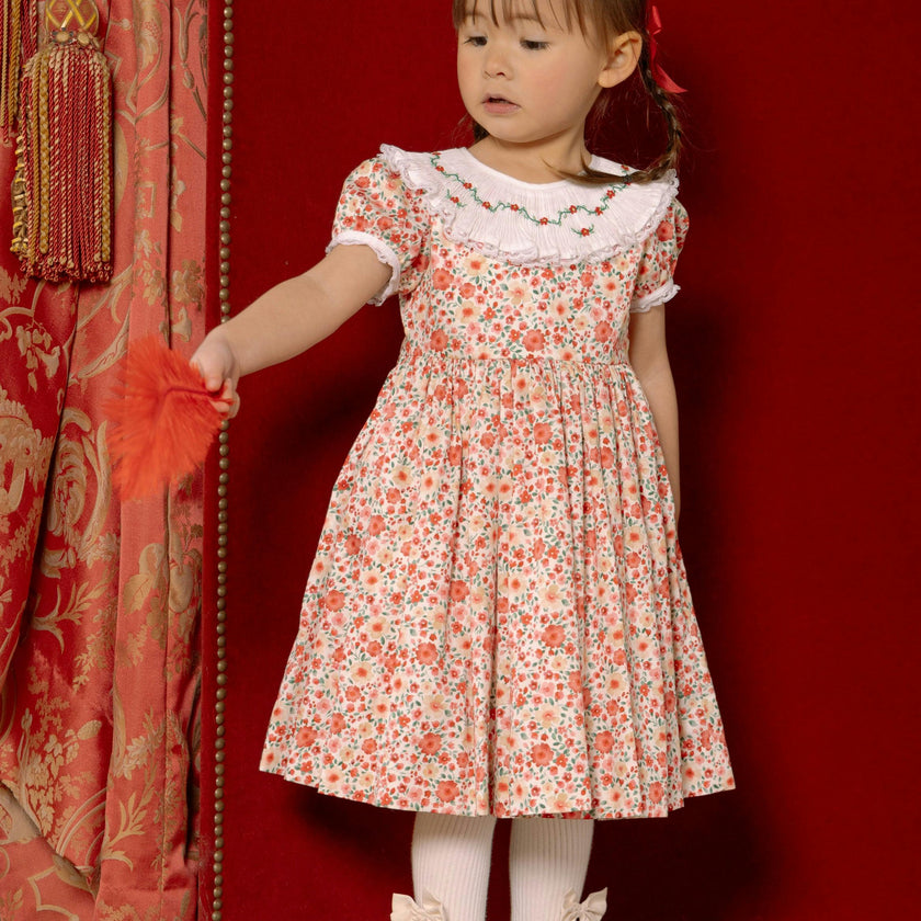 Celestine Red Floral Smocked Dress
