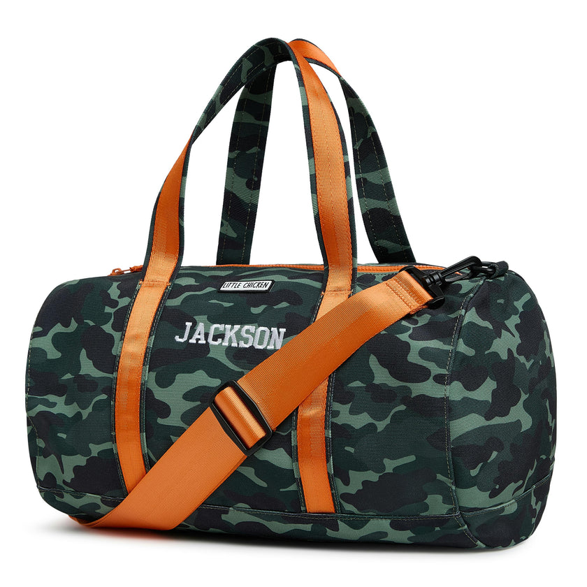 Personalized Kids Duffle Bag, Green Camoflauge