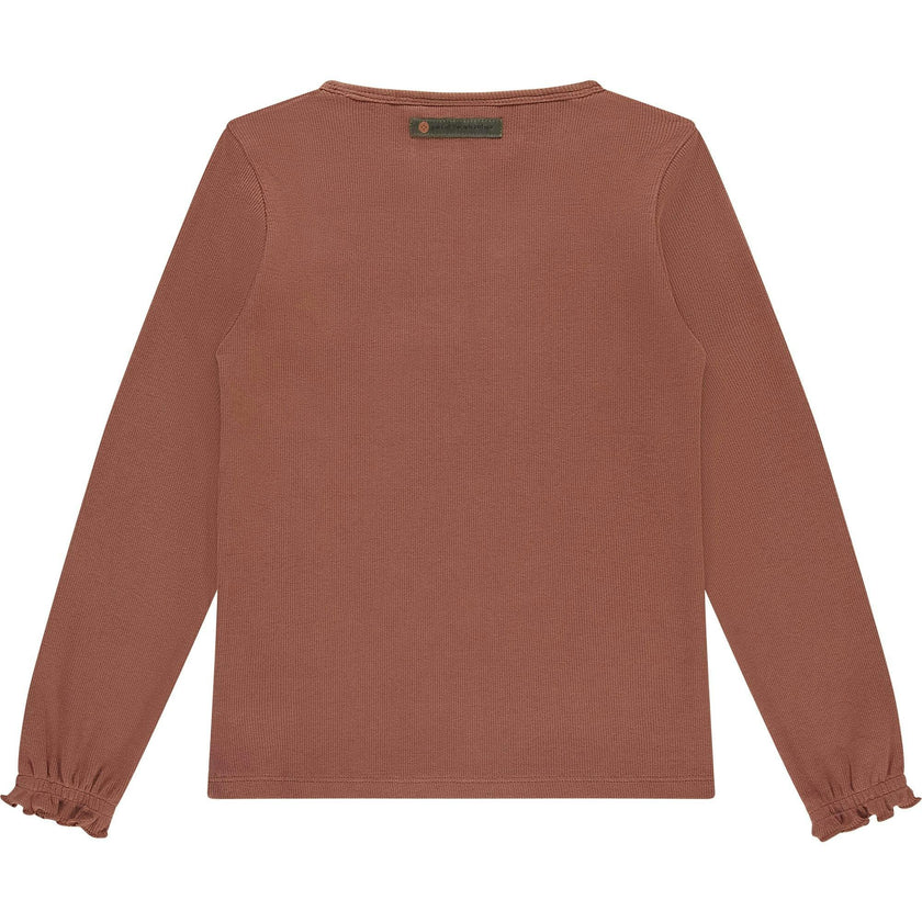 Ribbed Lettuce Edge Long Sleeve T-Shirt
