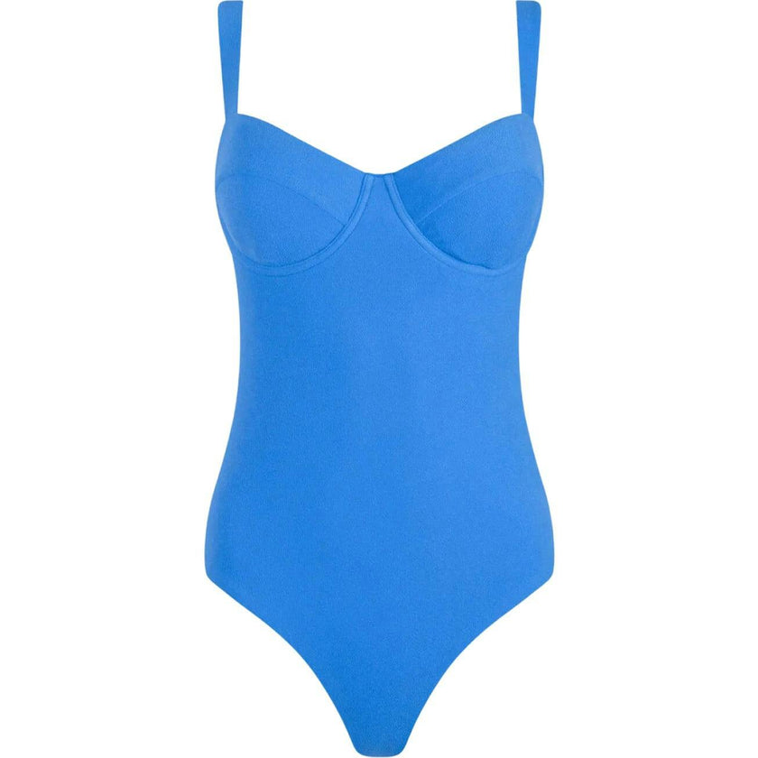 women's deep sea blue terry one piece