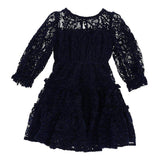 Navy Flared Lace Dress