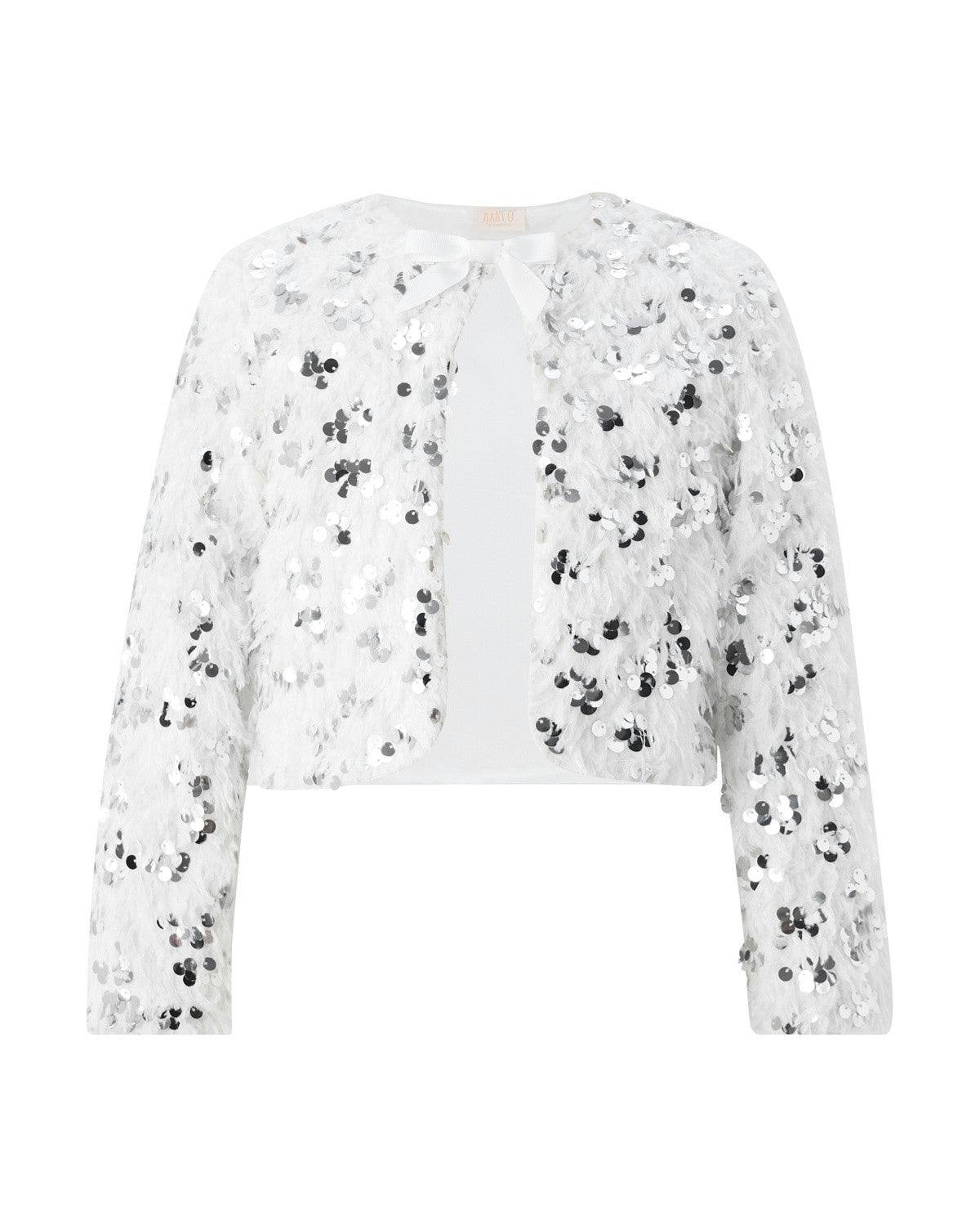 Chrissy Feather Sequin Jacket
