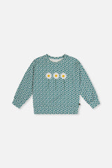 Printed Jersey Long Sleeve T-Shirt Green Floral Print