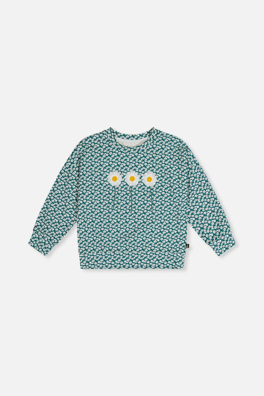 Printed Jersey Long Sleeve T-Shirt Green Floral Print