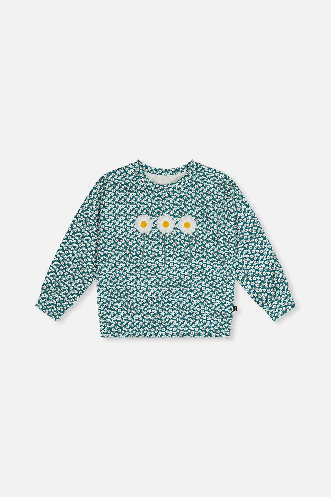 Printed Jersey Long Sleeve T-Shirt Green Floral Print