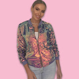 Women's Magic Mermaid Sequin Bomber Purple