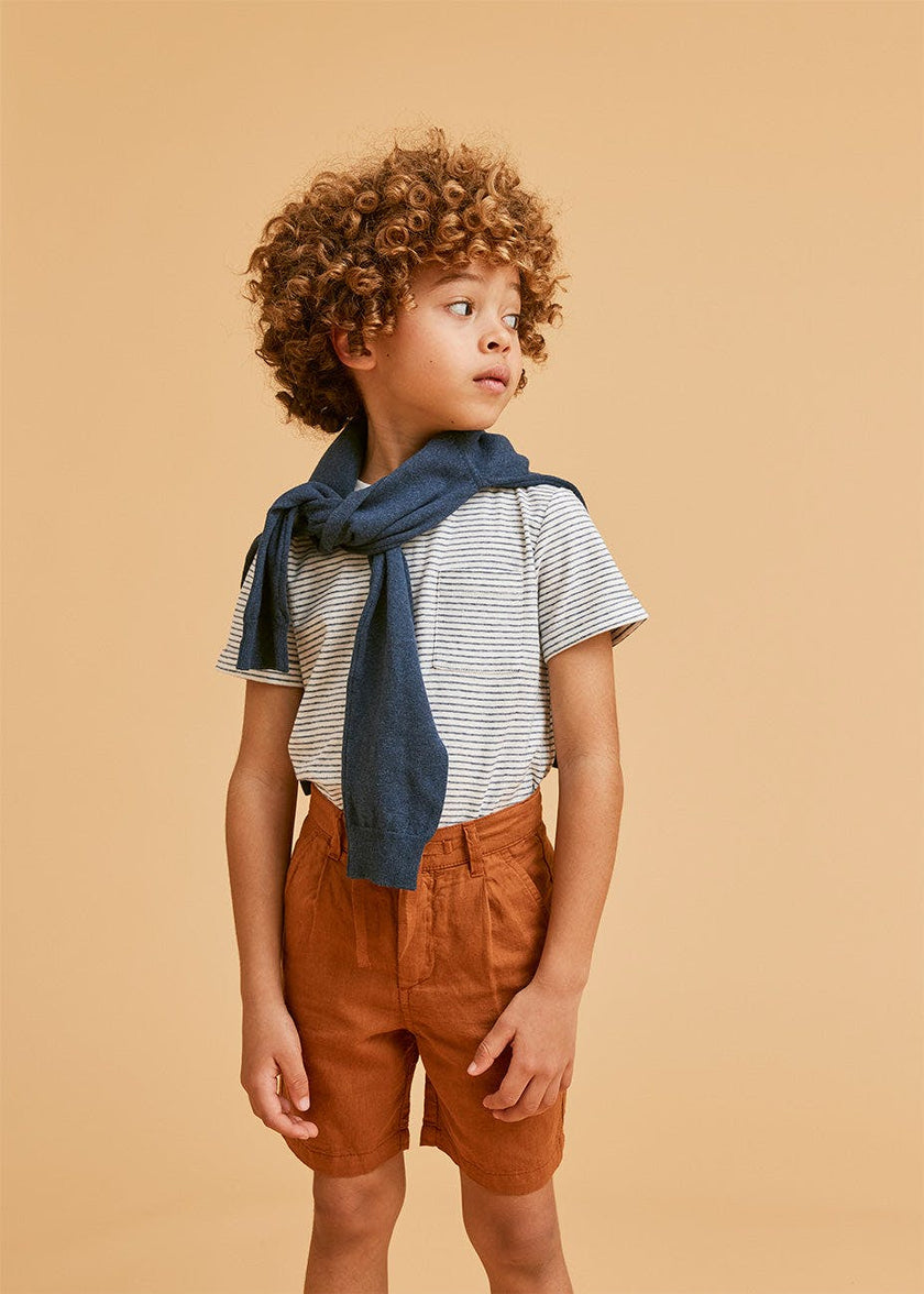 Rust Linen Cotton Shorts