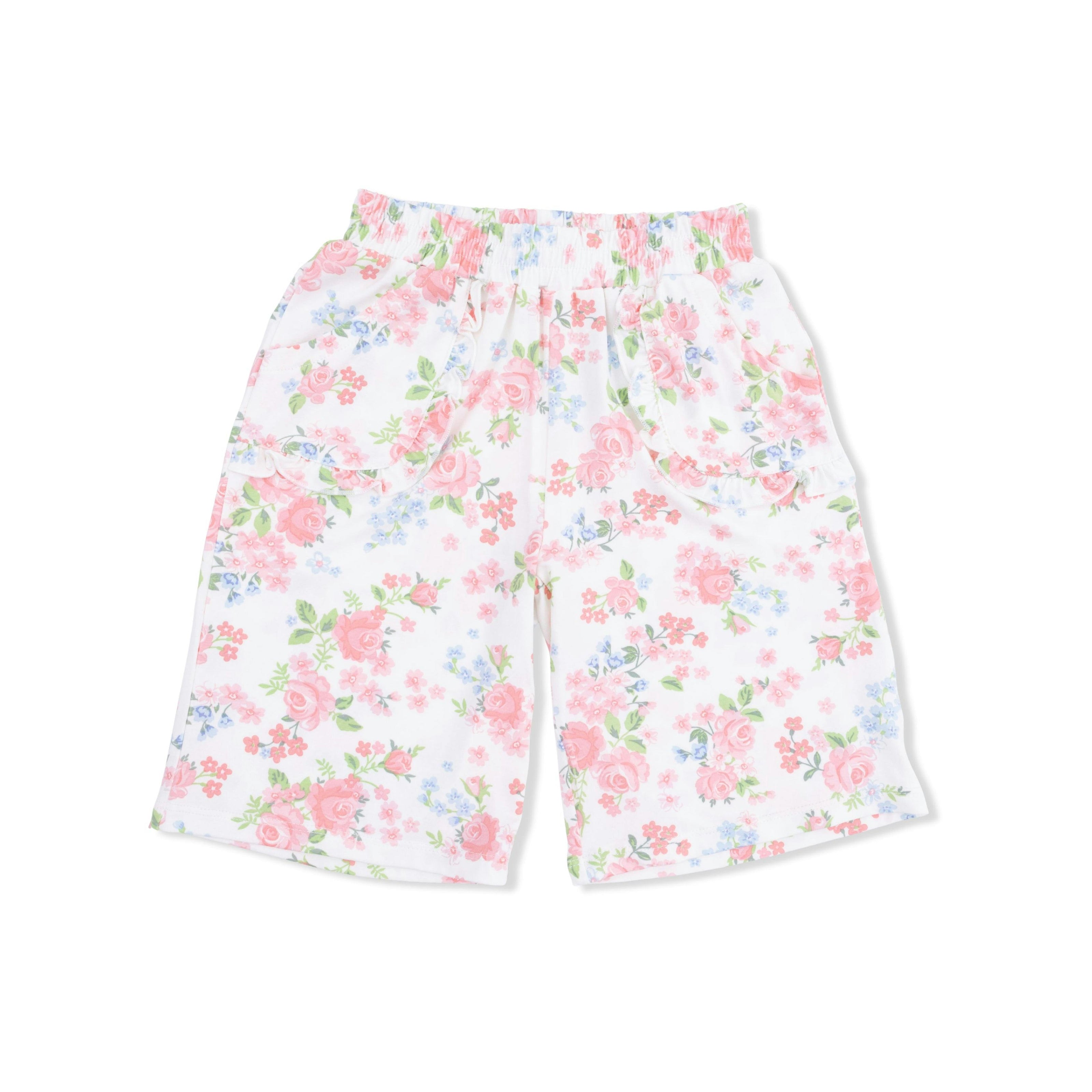 Cute Little Roses - Short Sleeve Shirt with Wide Leg Pant