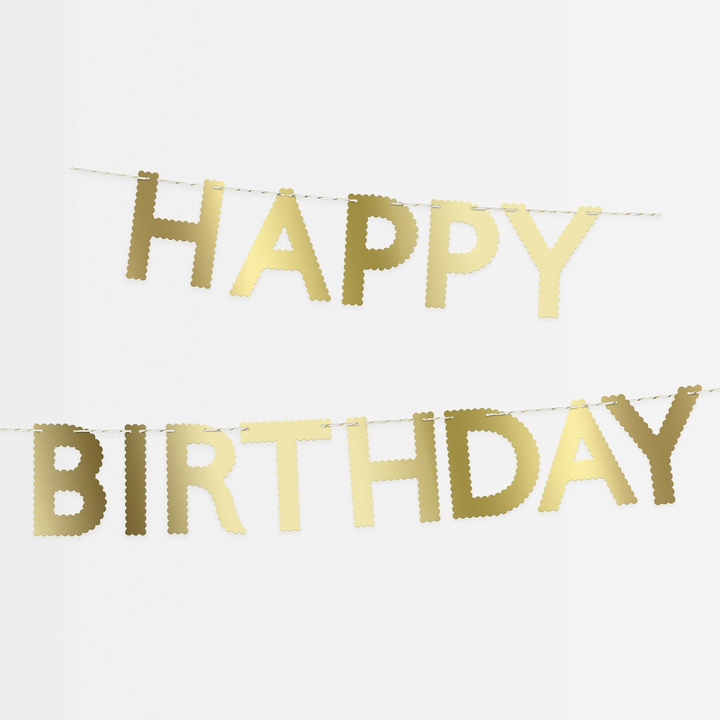Gold Scallop Happy Birthday Garland
