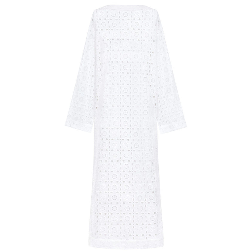 women's white eyelet kaftan
