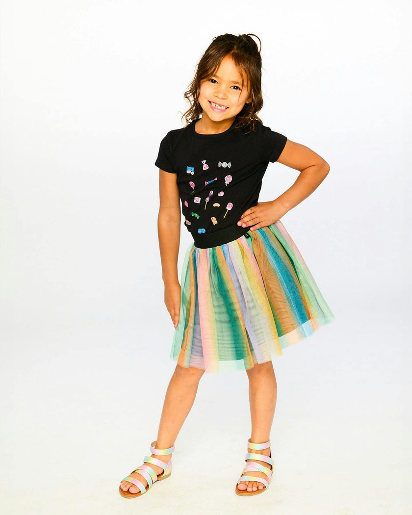 Printed Mesh Skirt Multicolored