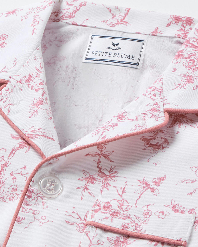 Kid's Twill Pajama Set in Pink Timeless Toile