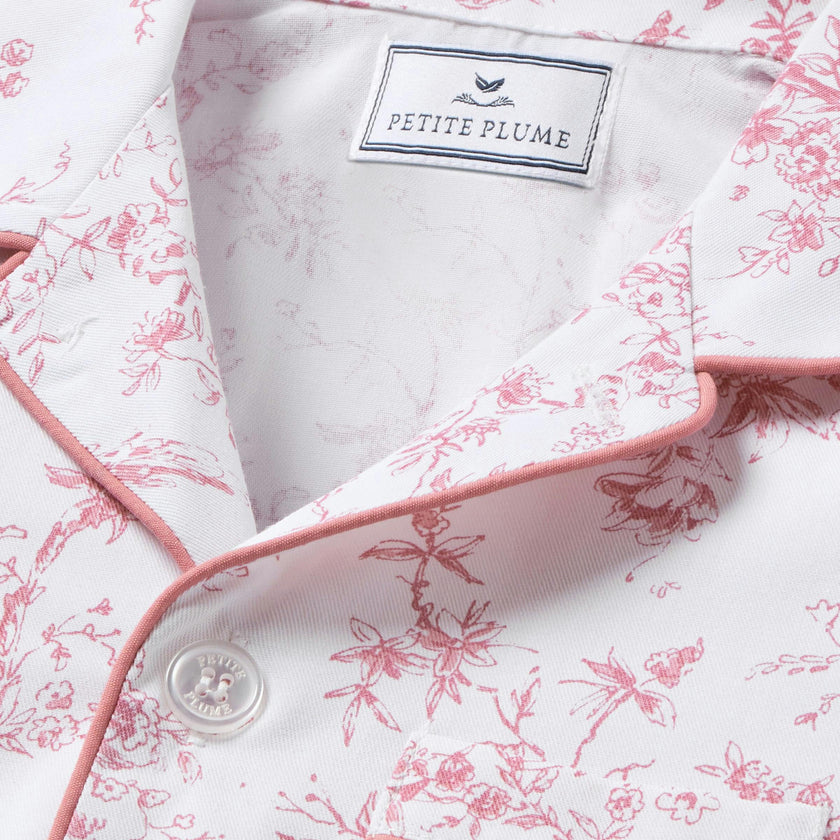 Kid's Twill Pajama Set in Pink Timeless Toile