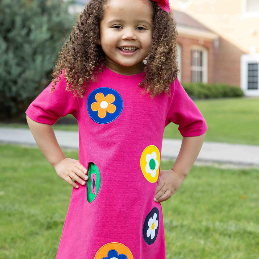 Pique Knit Dress With Flower Dots