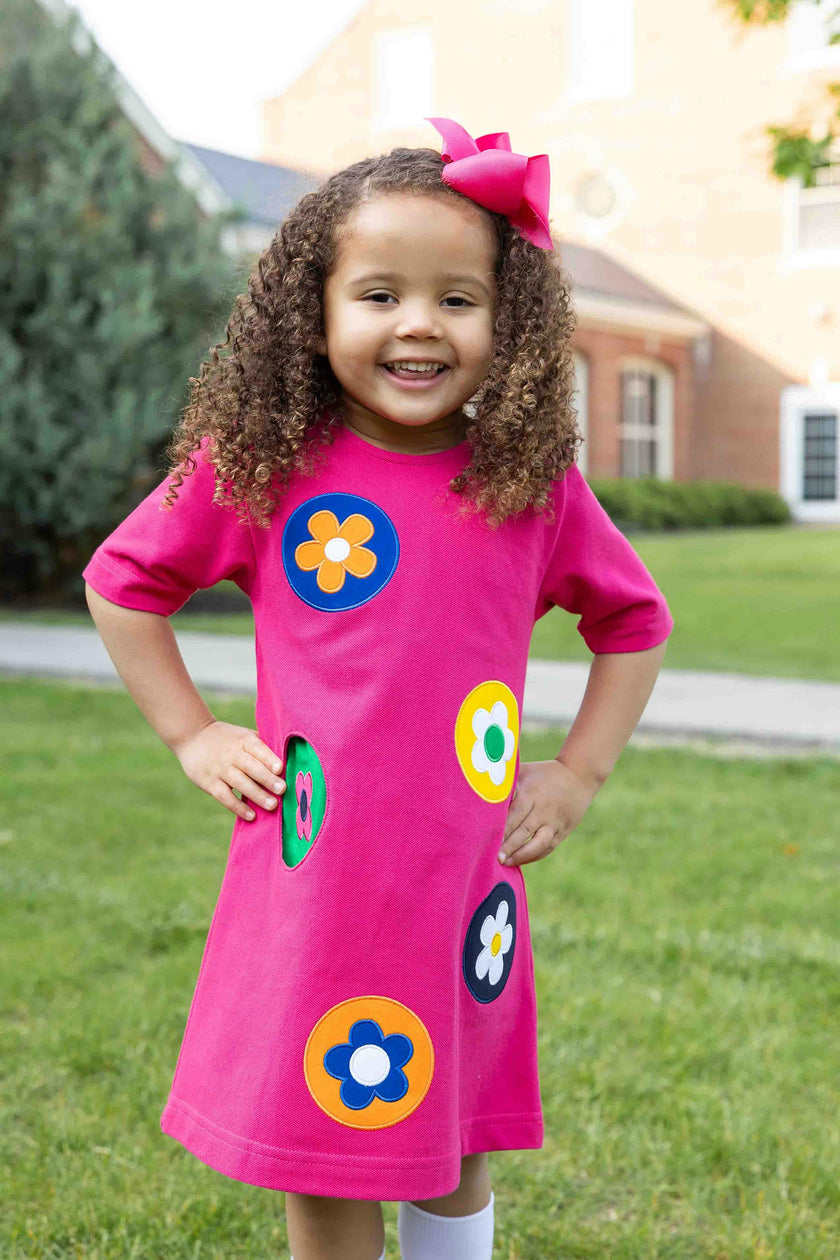 Pique Knit Dress With Flower Dots