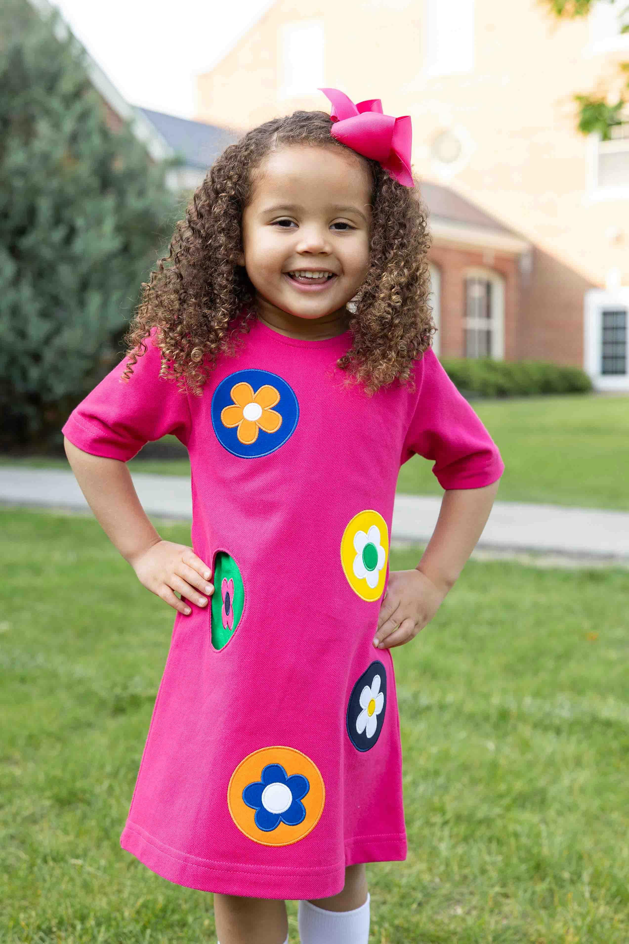 Pique Knit Dress With Flower Dots