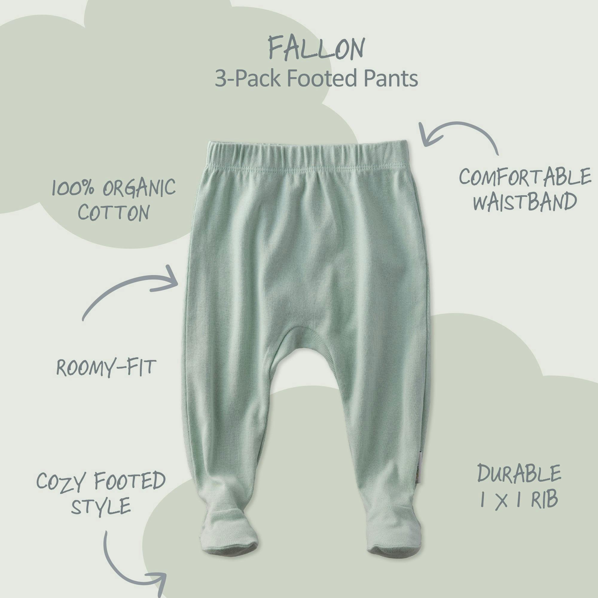 FALLON 3-Pack Footed Baby Pants