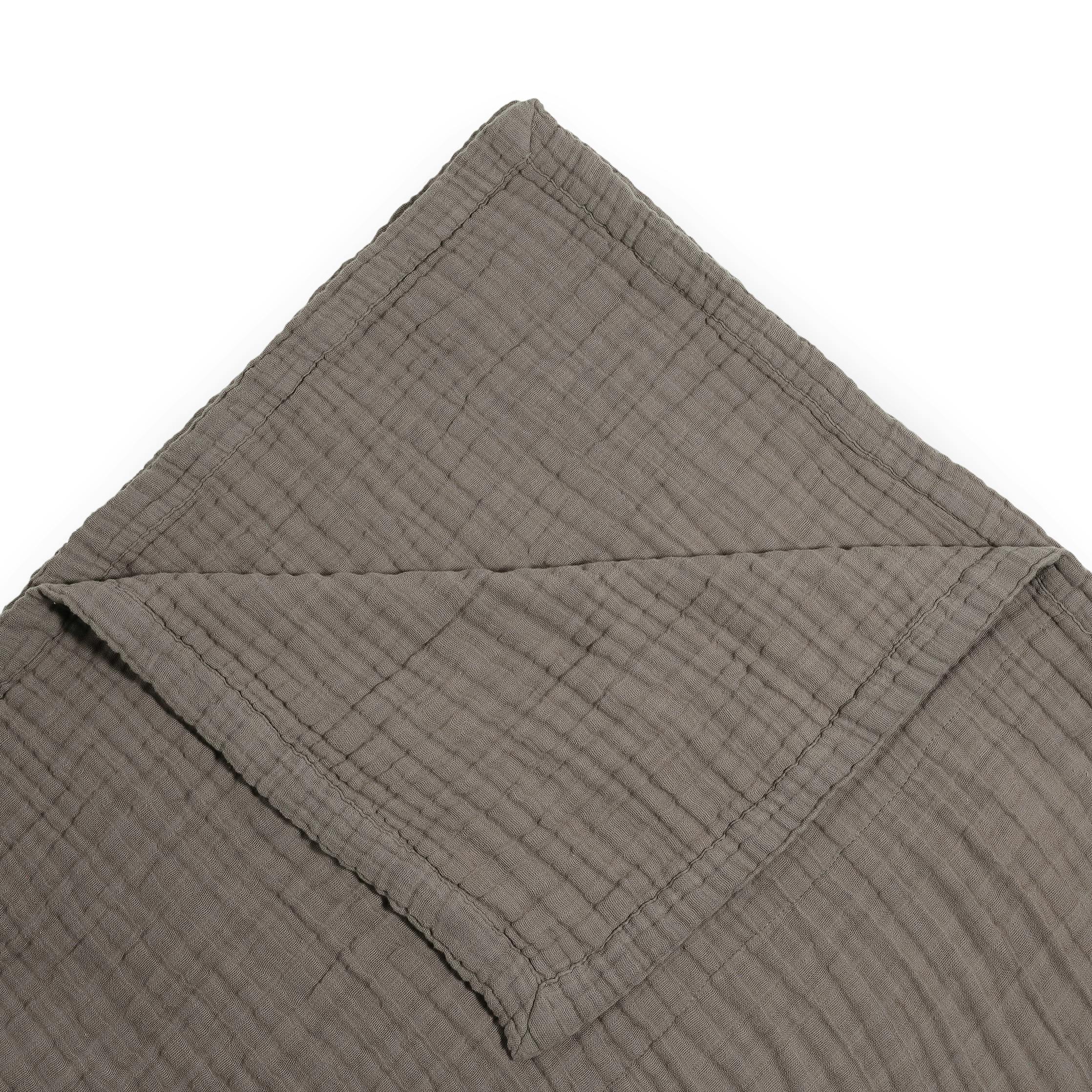 Cotton Muslin Quilted Throw - Mocha