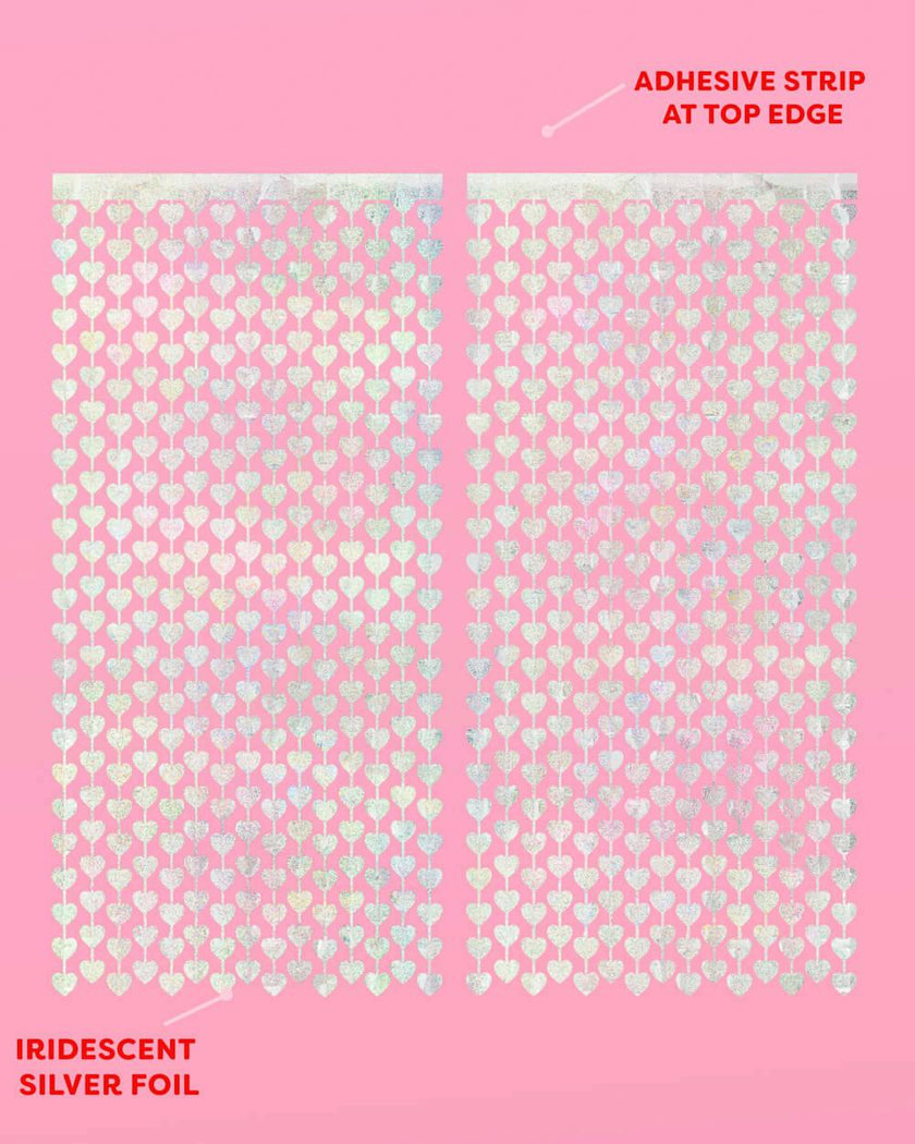 Shimmer Heart Curtain - iridescent foil curtain