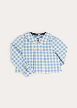 Darby Gingham Button Detail Long Sleeve Shirt in Blue (3mths-4yrs)