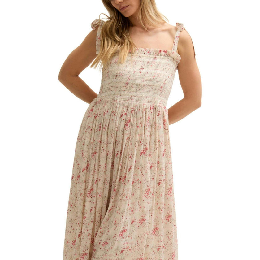 Annie Smocked Print Maxi Dress