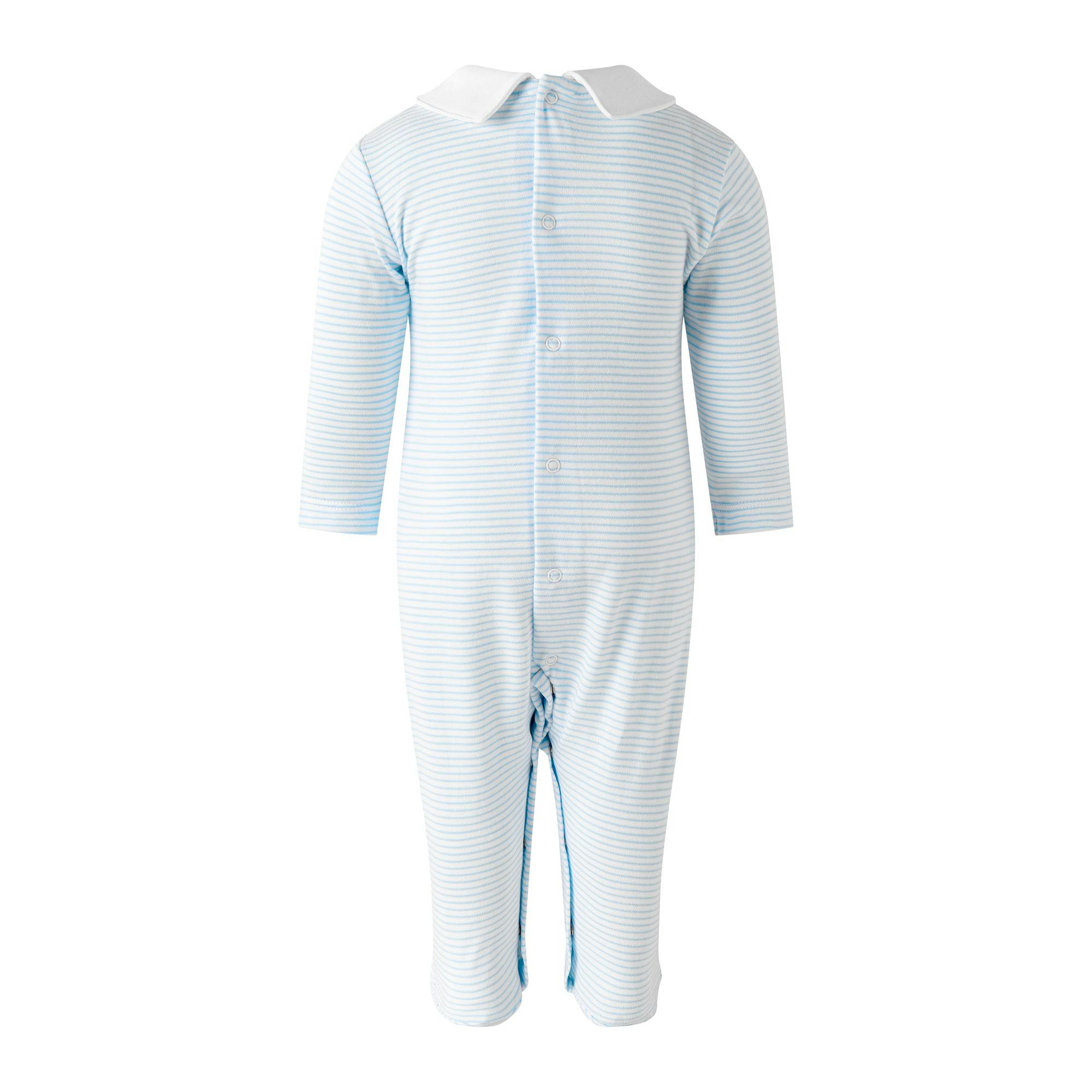 Pima Blue Teddy Smocked Footie