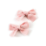 Halo Luxe Esmae Lace Trimmed Linen Double Clip Set - Light Pink