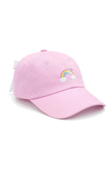 Rainbow Sparkle Bow Baseball Hat