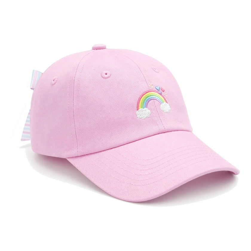Rainbow Sparkle Bow Baseball Hat