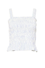 Harley Top in Blue & White Pinstripe