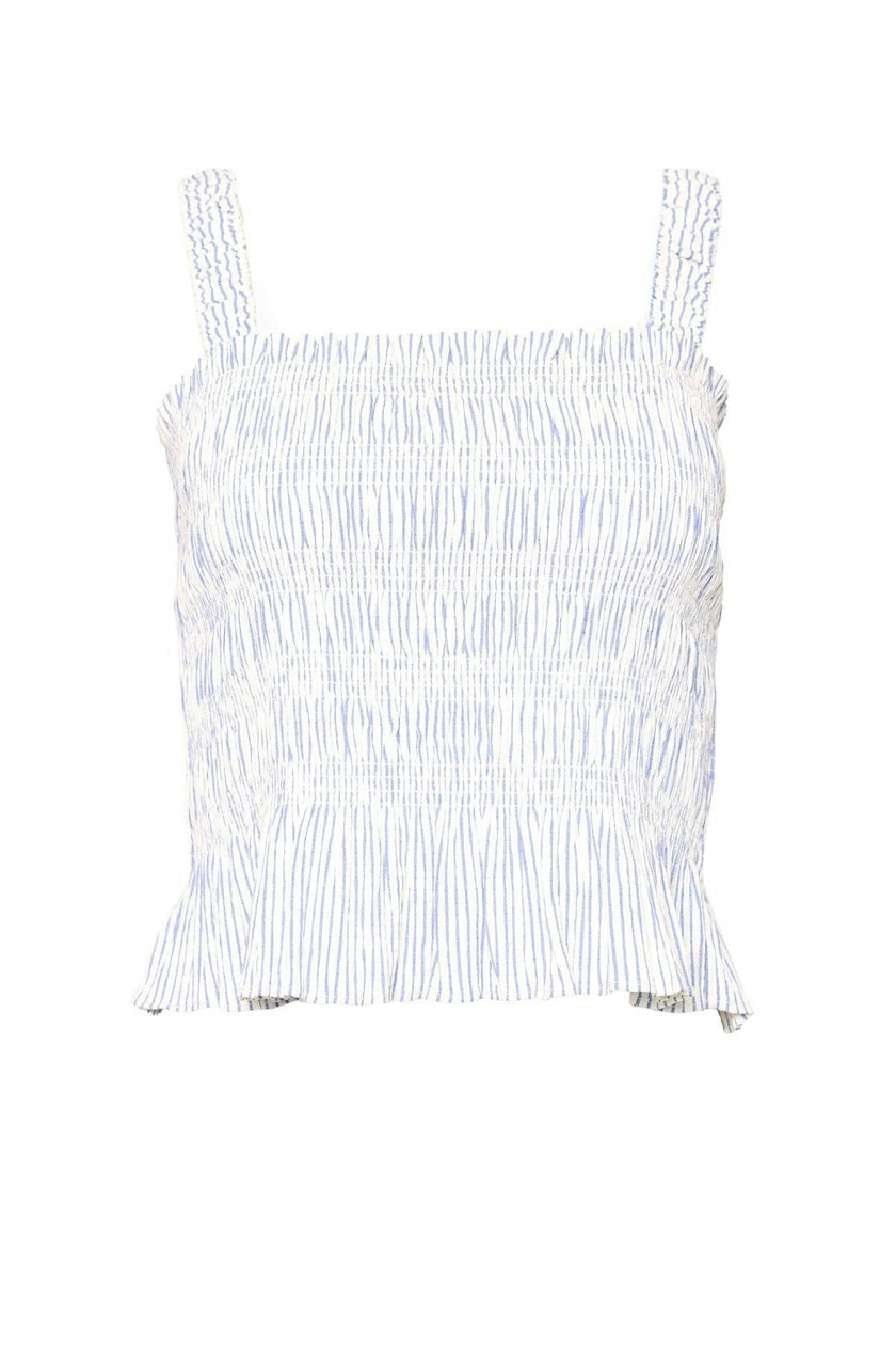 Harley Top in Blue & White Pinstripe