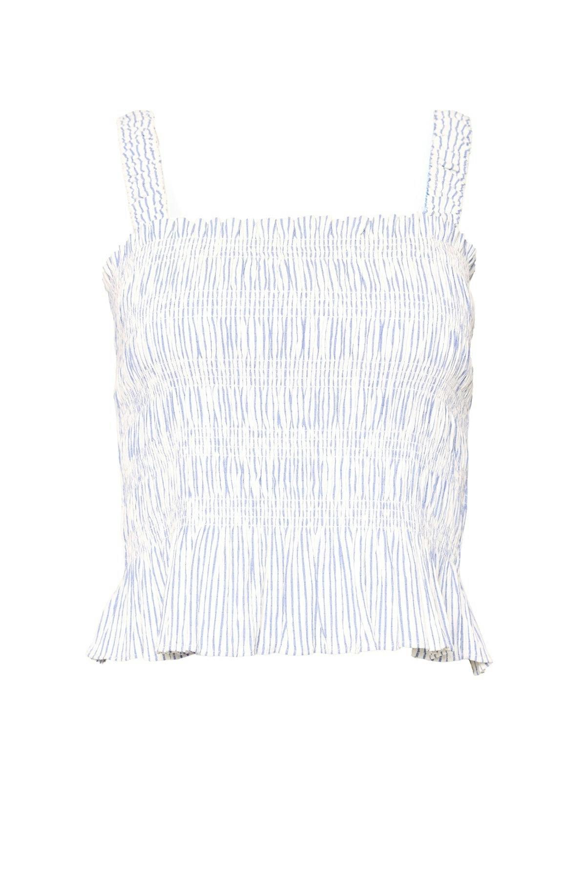 Harley Top in Blue & White Pinstripe