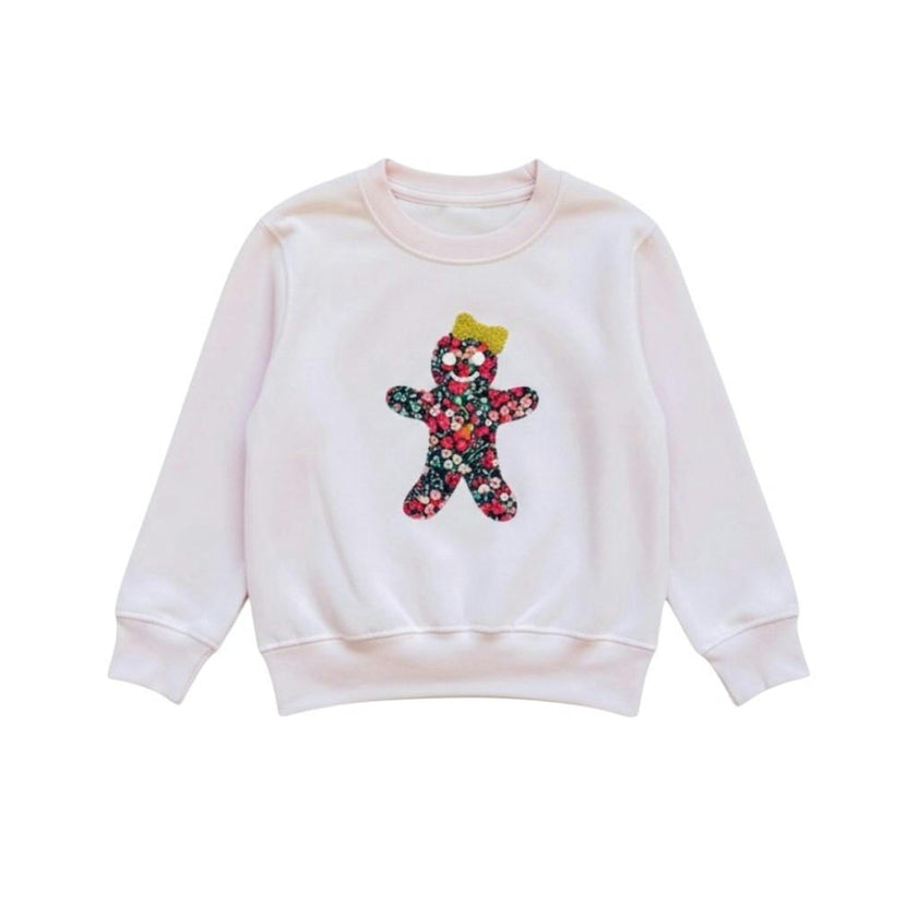 Liberty of London children's gingerbread design pale pink jumper