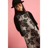 Black Flower Neoprene Apron Dress